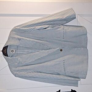 Anne Klein Blazer.   Light Weight Blue, White & Black Check.  Size XL